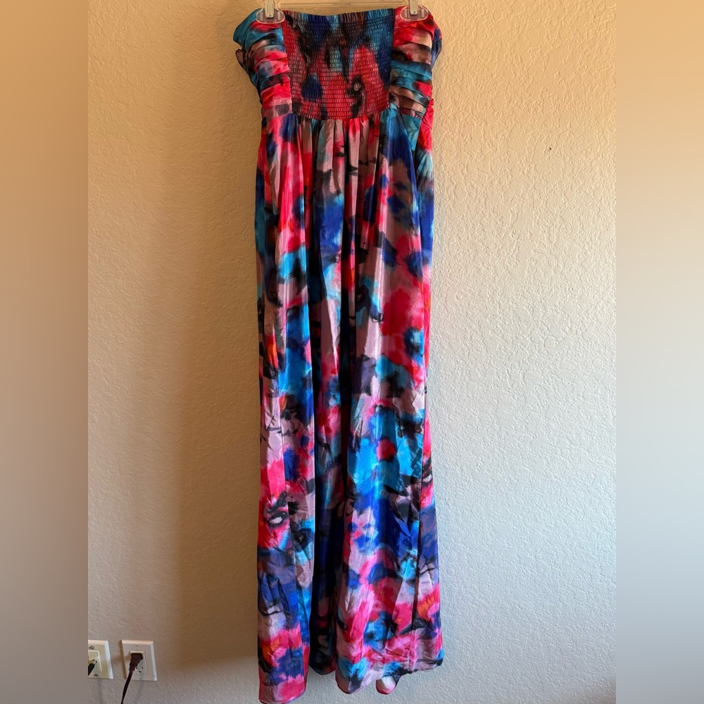 Jessica Simpson Twist Front Multicolor Strapless Maxi Dress Size 2 Formal Prom - Picture 2 of 8